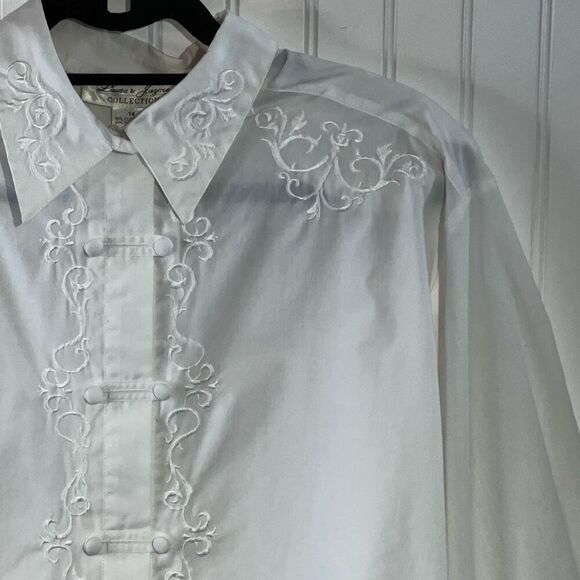 VTG Laura & Jayne Collar Button Down Blouse Women 14 White Prairie Victorian - Picture 3 of 11